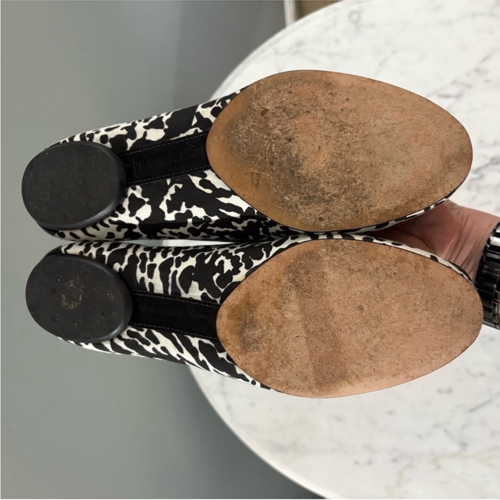Talbots Rosette Ballet Flats 7.5B Animal Print Black White Made in Brazil - Picture 8 of 10